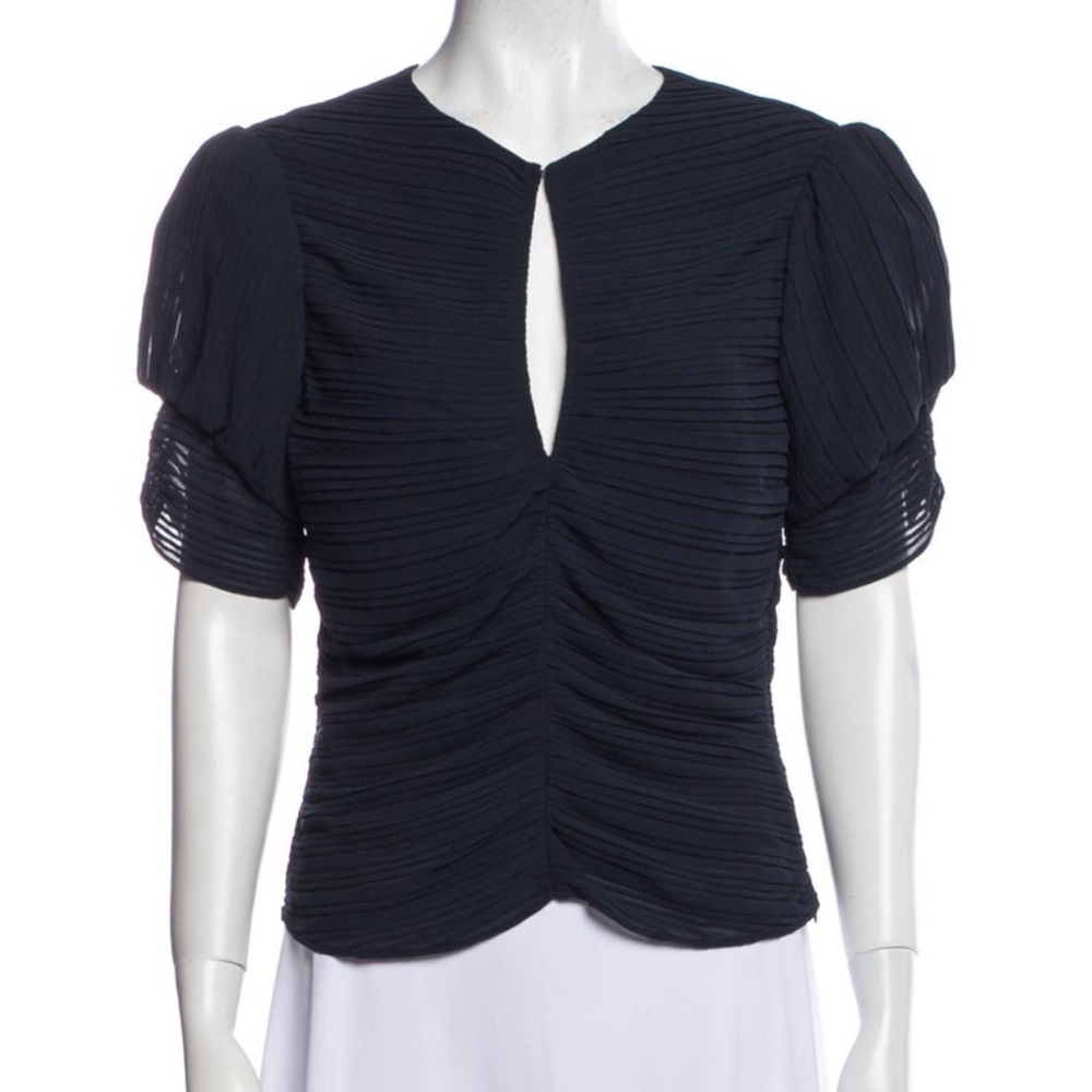 FRAME Navy Ruched Blouse